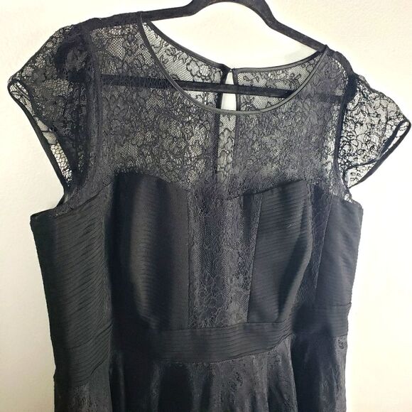 Women's City Chic Black Lace Chiffon Tool Puffy Black Short Dress Size XL/22 - Picture 9 of 11